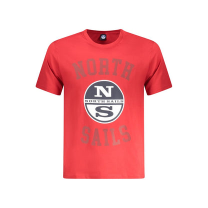 North Sails Red Cotton Men T-Shirt with logo and nautical theme.