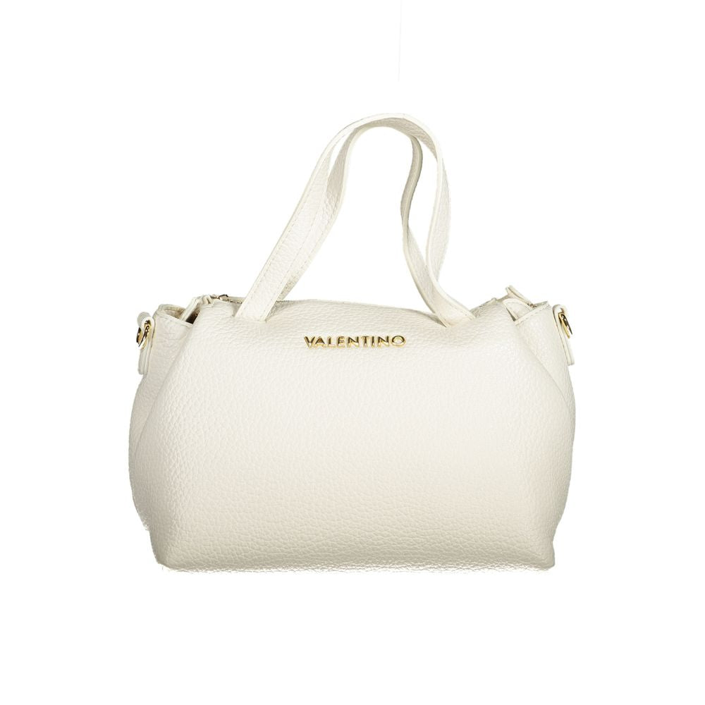 Mario Valentino White Polyethylene Handbag with handles, adjustable strap, internal pockets, zip closure, logo, recycled material.