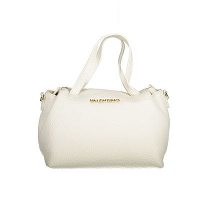 Mario Valentino White Polyethylene Handbag with handles, adjustable strap, internal pockets, zip closure, logo, recycled material.