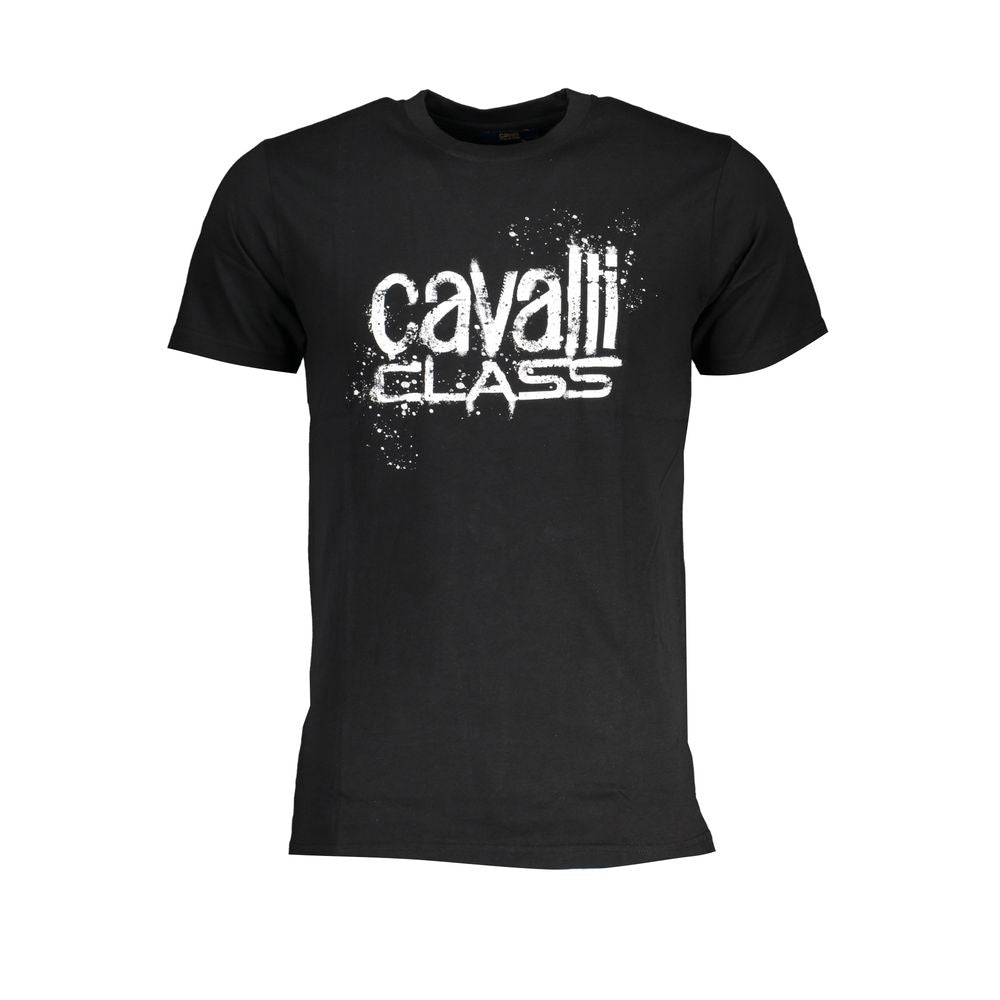 Cavalli Class Black Cotton T-Shirt CA-28607-XL