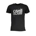 Cavalli Class Black Cotton T-Shirt CA-28607-XL
