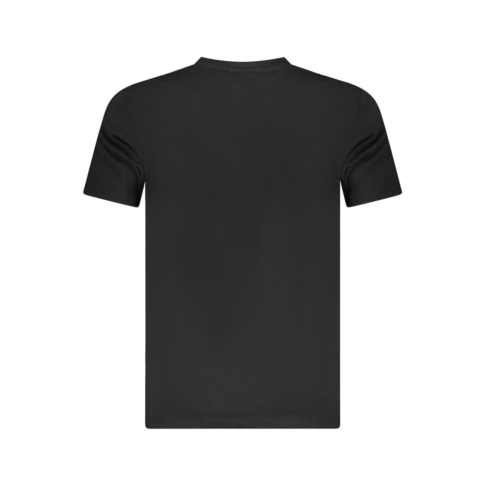 Cavalli Class Black Cotton Men T-Shirt, crew neck, luxury fashion with bold print and logo, short sleeve for ultimate comfort.