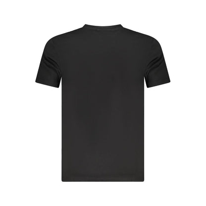 Cavalli Class Black Cotton Men T-Shirt, crew neck, luxury fashion with bold print and logo, short sleeve for ultimate comfort.