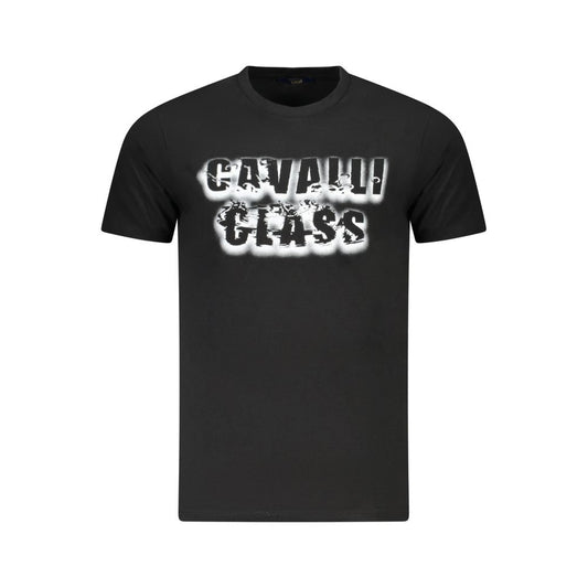Cavalli Class Black Cotton Men T-Shirt CA-36696-M