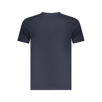 Cavalli Class Blue Cotton Men T-Shirt, rear view showcasing soft cotton fabric and luxurious Italian design.