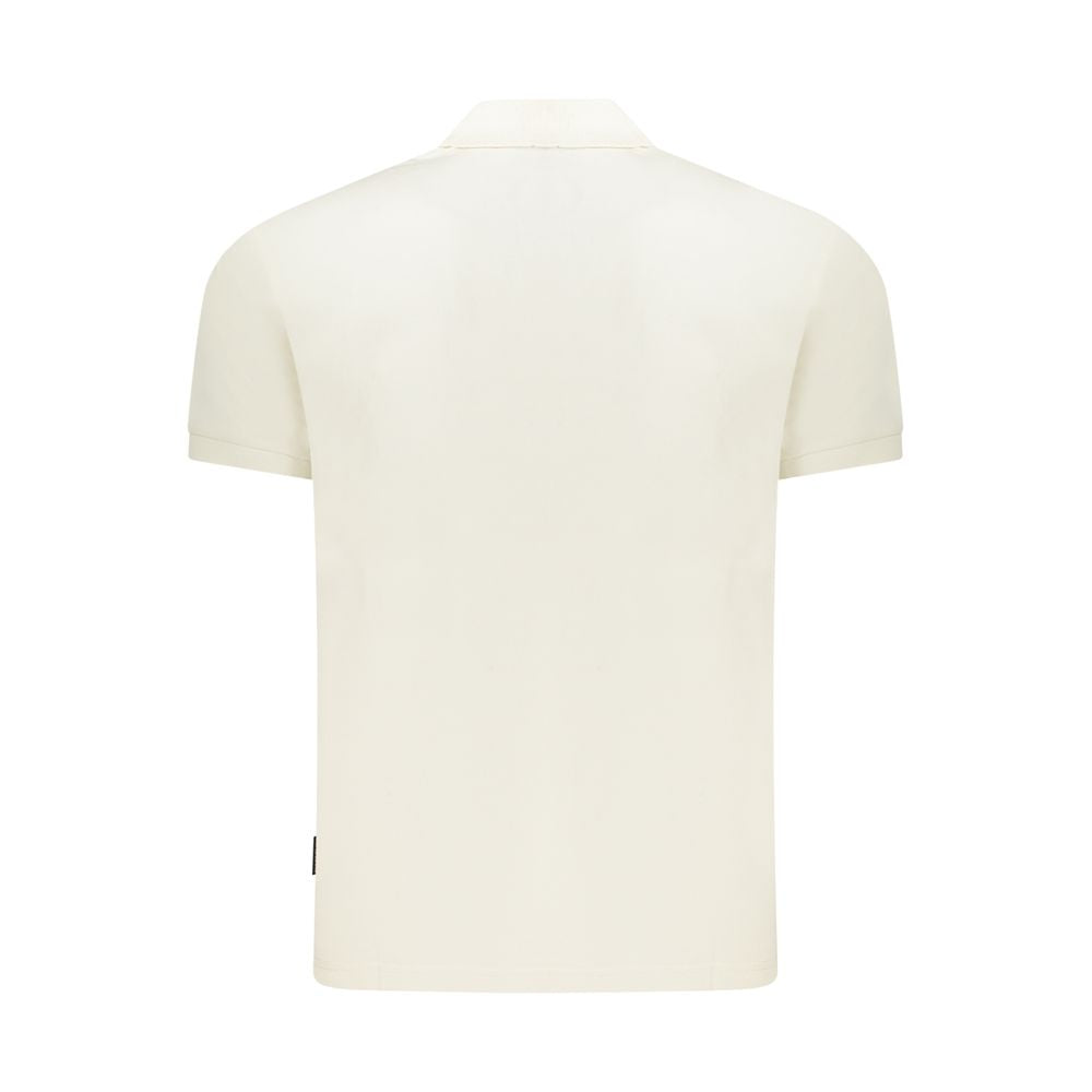 Back view of a Napapijri White Cotton Men Polo Shirt showcasing its minimalist design and casual elegance.