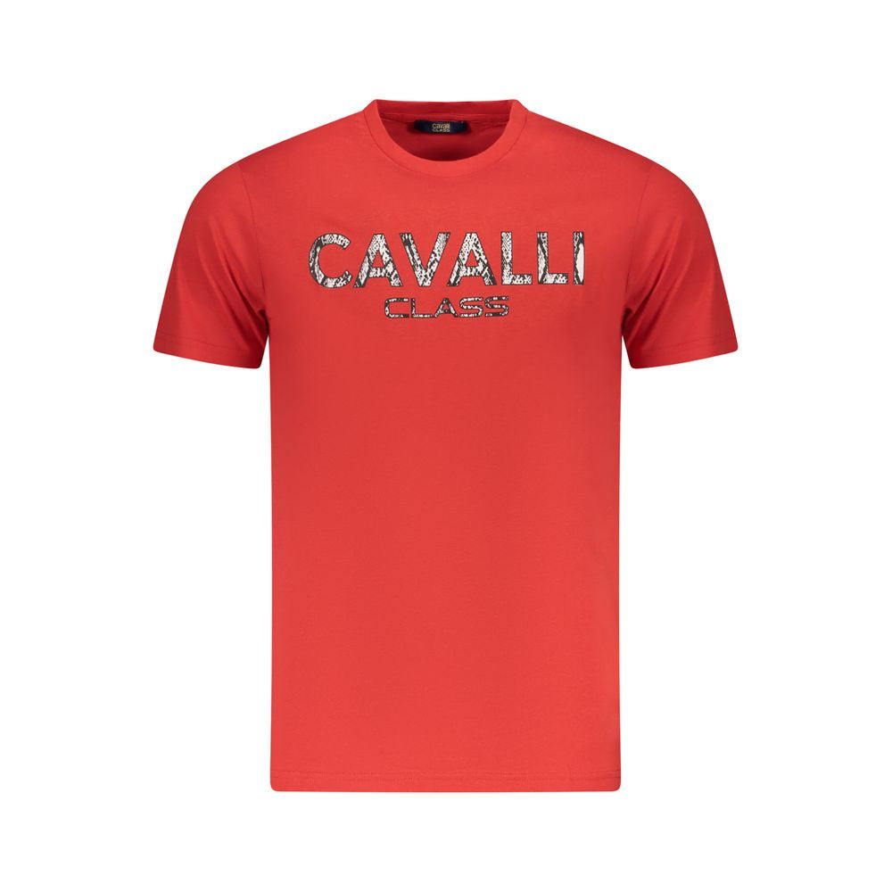 Cavalli Class Red Cotton Men T-Shirt CA-36639-M
