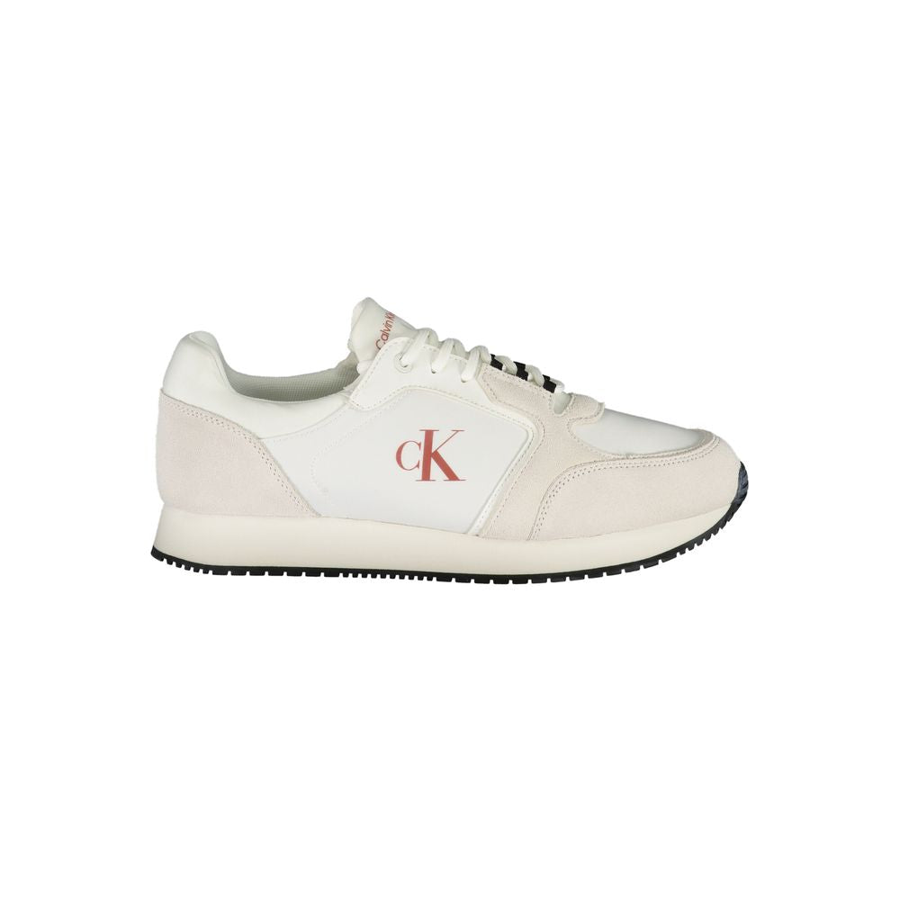 Calvin Klein White Leather Men Sneaker with CK logo and contrasting details