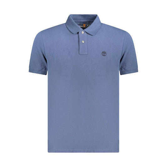 Timberland Blue Cotton Polo Shirt, short sleeve, regular fit, 2 buttons, embroidered logo