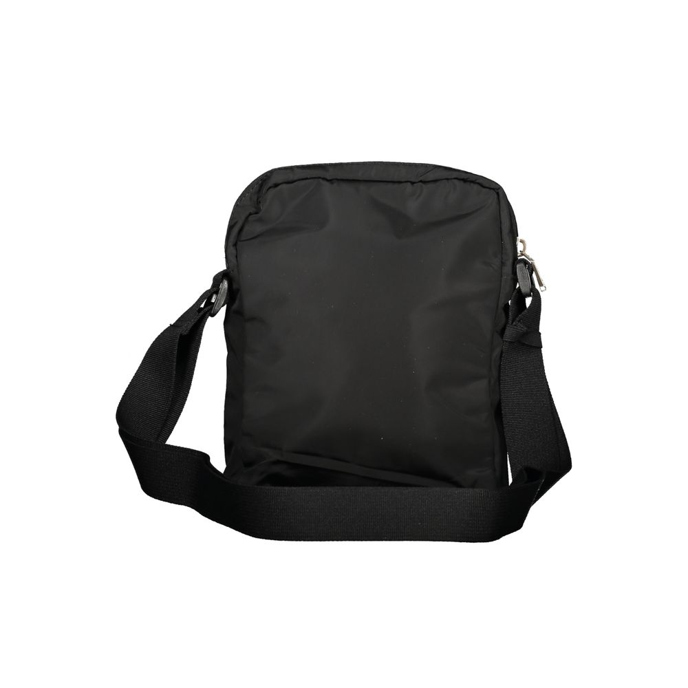 Calvin Klein Black Polyester Men Shoulder Bag with adjustable strap and zip closure, made from recycled materials.