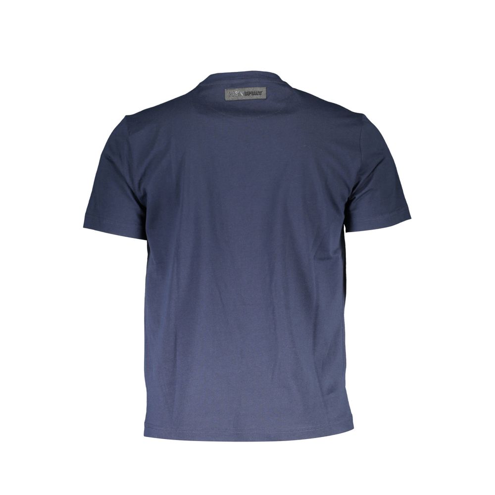 Back view of Plein Sport Blue Cotton Men T-Shirt showing design and fit, ideal for casual wear and gym looks.