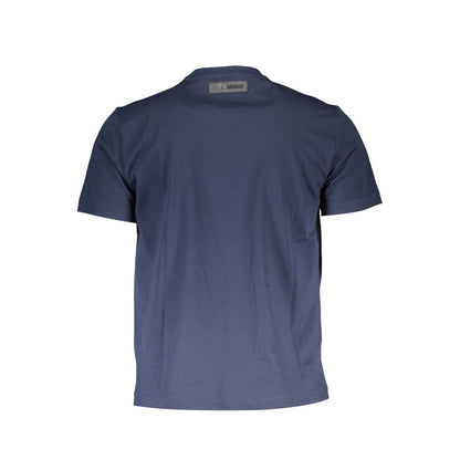 Back view of Plein Sport Blue Cotton Men T-Shirt showing design and fit, ideal for casual wear and gym looks.