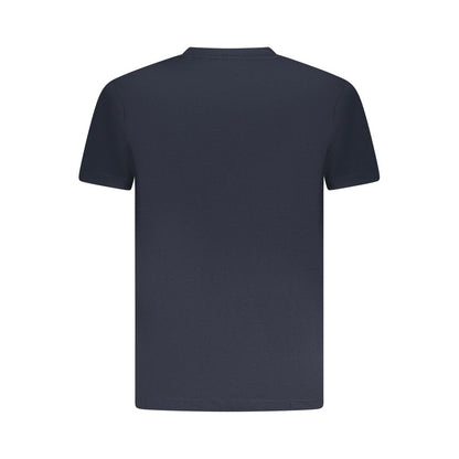 Back view of Armata Di Mare Blue Cotton Men T-Shirt, showcasing short sleeves and crew neck design.
