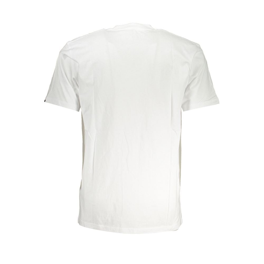 Vans White Cotton Men T-Shirt showcasing back view, highlighting minimalist design and pure cotton fabric for comfort.