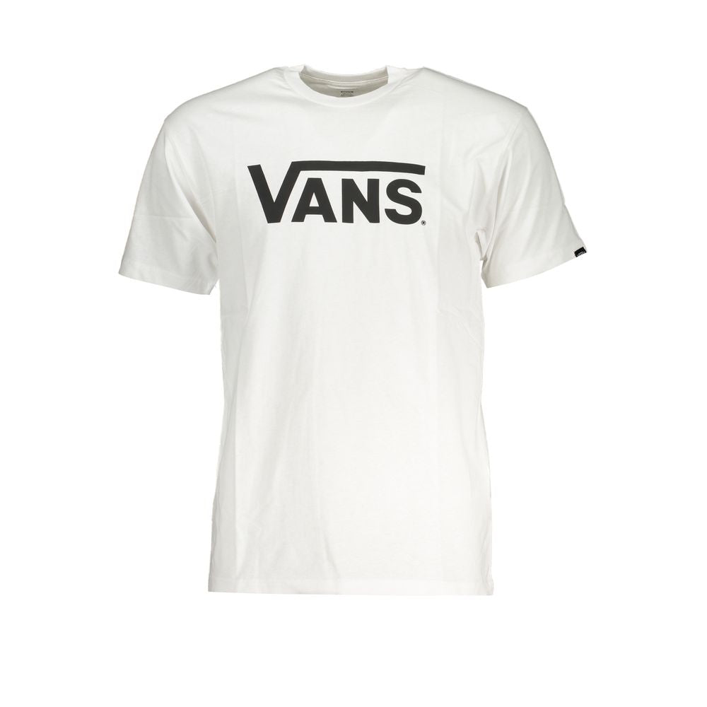 Vans White Cotton Men T-Shirt with bold logo design, perfect for casual style and comfort, crafted from soft cotton.