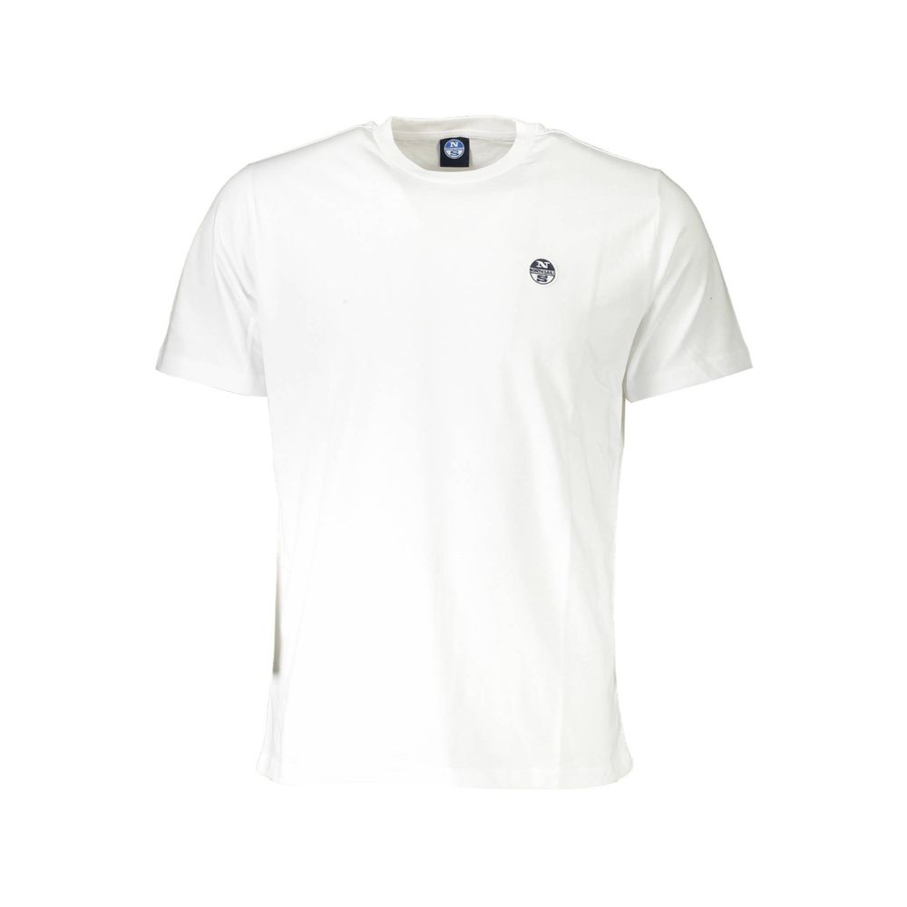 North Sails White Cotton Men T-Shirt with logo, short sleeves, crew neck.