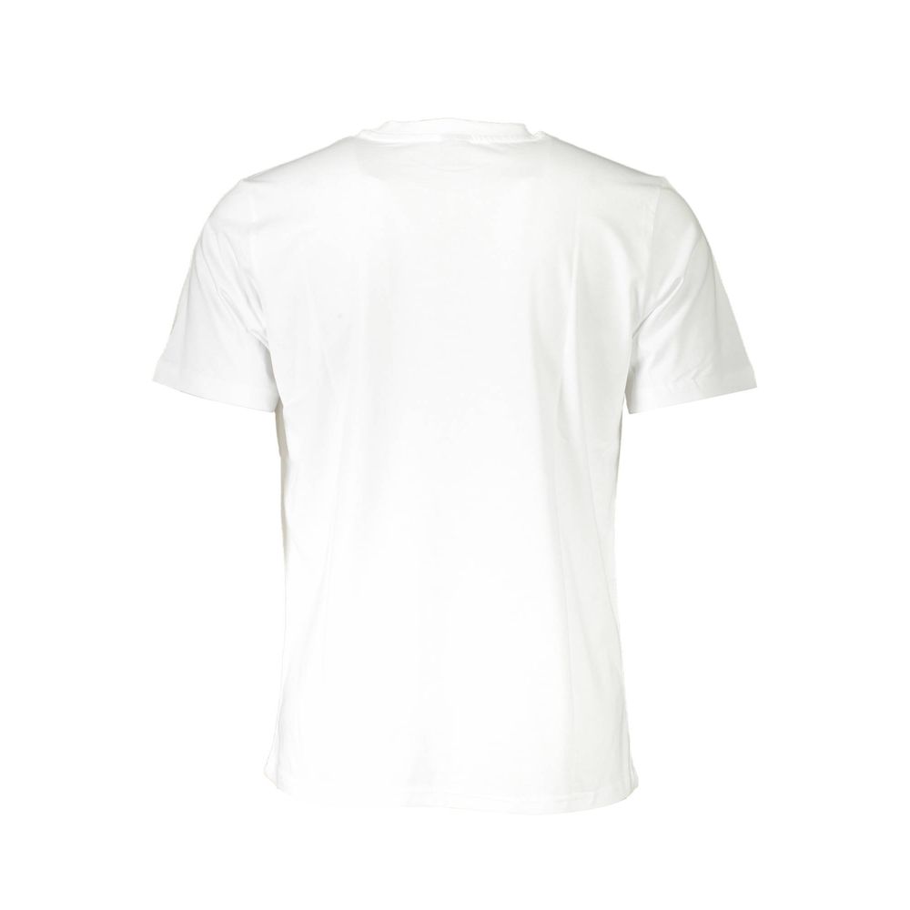 Back view of North Sails White Cotton Men T-Shirt showcasing short sleeves and breathable fabric.