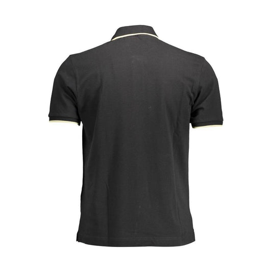 La Martina Black Cotton Men Polo Shirt LA-37808-M