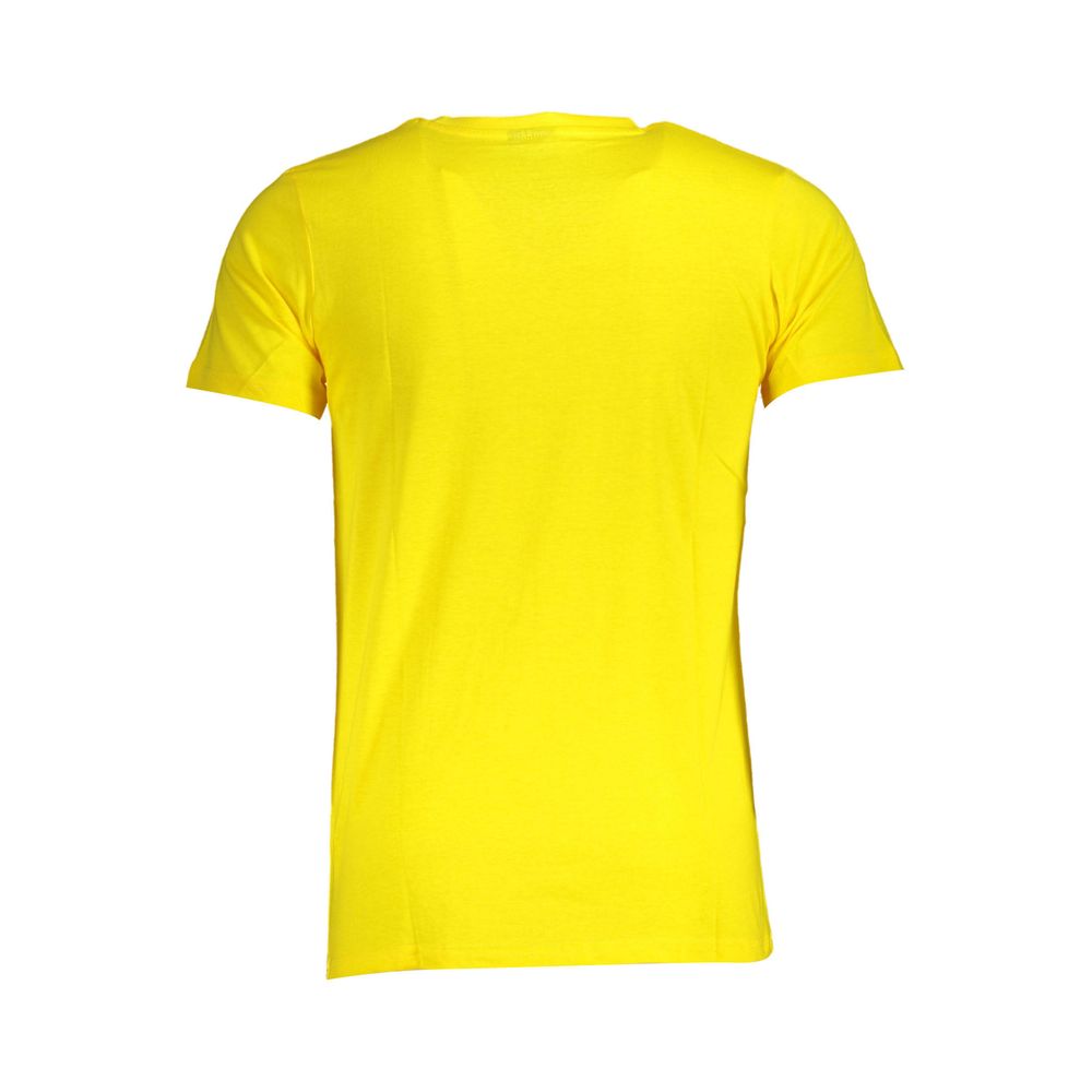 Back view of Norway 1963 Yellow Cotton Men T-Shirt showcasing vibrant yellow short sleeve design.