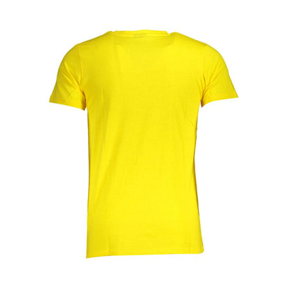Back view of Norway 1963 Yellow Cotton Men T-Shirt showcasing vibrant yellow short sleeve design.