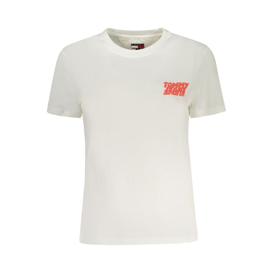 Tommy Hilfiger Beige Cotton Women T-Shirt featuring a chic design and signature logo, crafted from 95% regenerative cotton for sustainability.