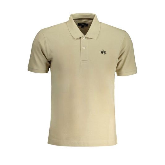 La Martina Beige Cotton Polo Shirt LA-30442-S