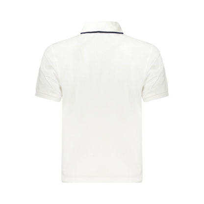Back view of a North Sails White Cotton Men Polo Shirt showcasing sleek design and iconic logo.