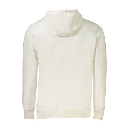 Back view of North Sails White Cotton Men Sweater showing hood and long sleeves.