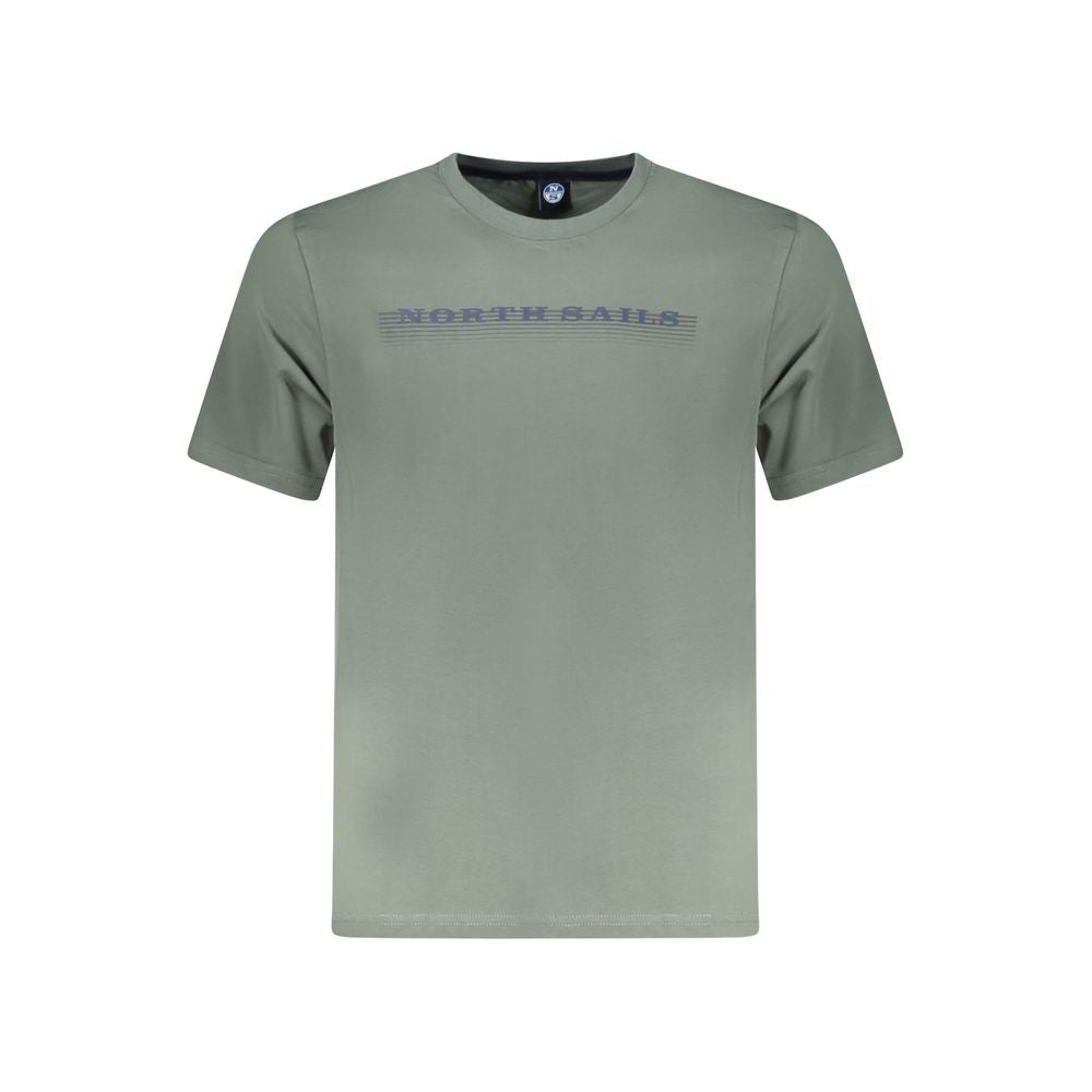 North Sails Green Cotton Men T-Shirt with crew neck and striking logo, short sleeves, perfect for casual wear.