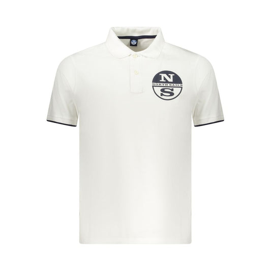North Sails White Cotton Men Polo Shirt with logo and 2-button placket, showcasing sporty elegance and comfort for modern adventurers.