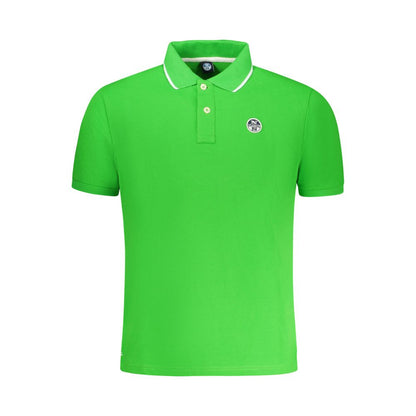 North Sails Green Cotton Men Polo Shirt with short sleeves and contrasting details