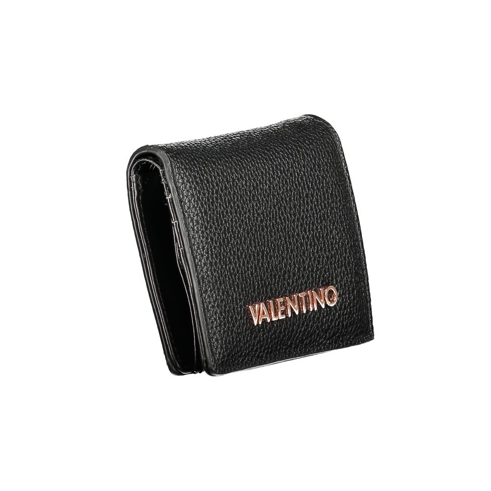 Mario Valentino Black Polyethylene Wallet with logo, coin purse, card spaces, automatic closure, made from recycled materials.