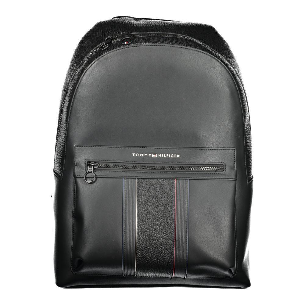 Tommy Hilfiger Black Polyester Men Backpack TO-36344