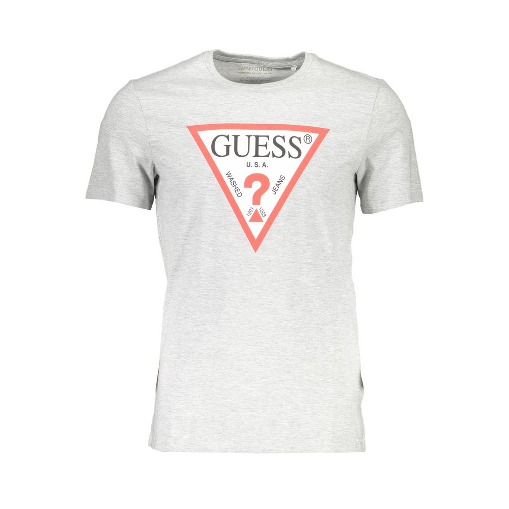 Guess Jeans Brown Cotton Men T-Shirt with iconic logo design, slim fit, and short sleeves for a trendy and comfortable casual style.