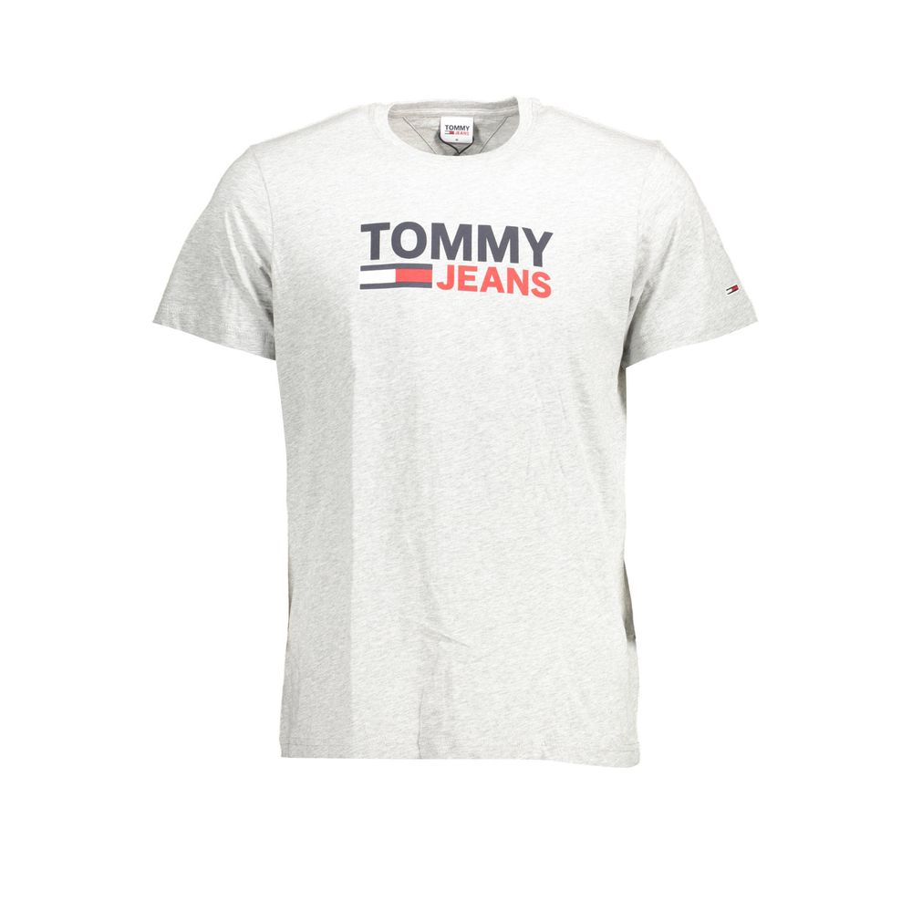 Tommy Hilfiger Brown Cotton Men T-Shirt with logo print, short sleeves, and crew neck made from 100% organic cotton.