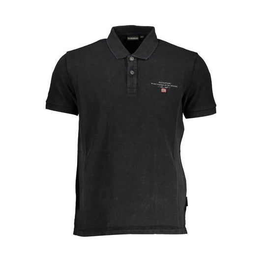 Napapijri Black Cotton Men Polo Shirt NA-37030-S