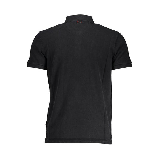 Napapijri Black Cotton Men Polo Shirt NA-37030-S