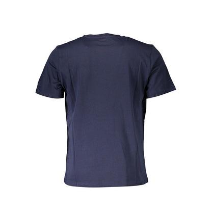 Back view of North Sails Blue Cotton Men T-Shirt, featuring short sleeves and a crew neck design.