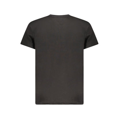 Tommy Hilfiger Black Cotton Men T-Shirt featuring a crew neck design with iconic logo, crafted from eco-friendly regenerative cotton.