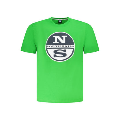 North Sails Green Cotton Men T-Shirt with iconic logo and classic crew neck design, showcasing style and sophistication.
