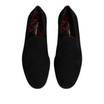 Dolce & Gabbana Black Suede Slip On Loafers Formal Shoes