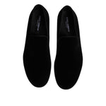 Dolce & Gabbana Black Velvet Slip On Loafers Formal Shoes MV7356-43
