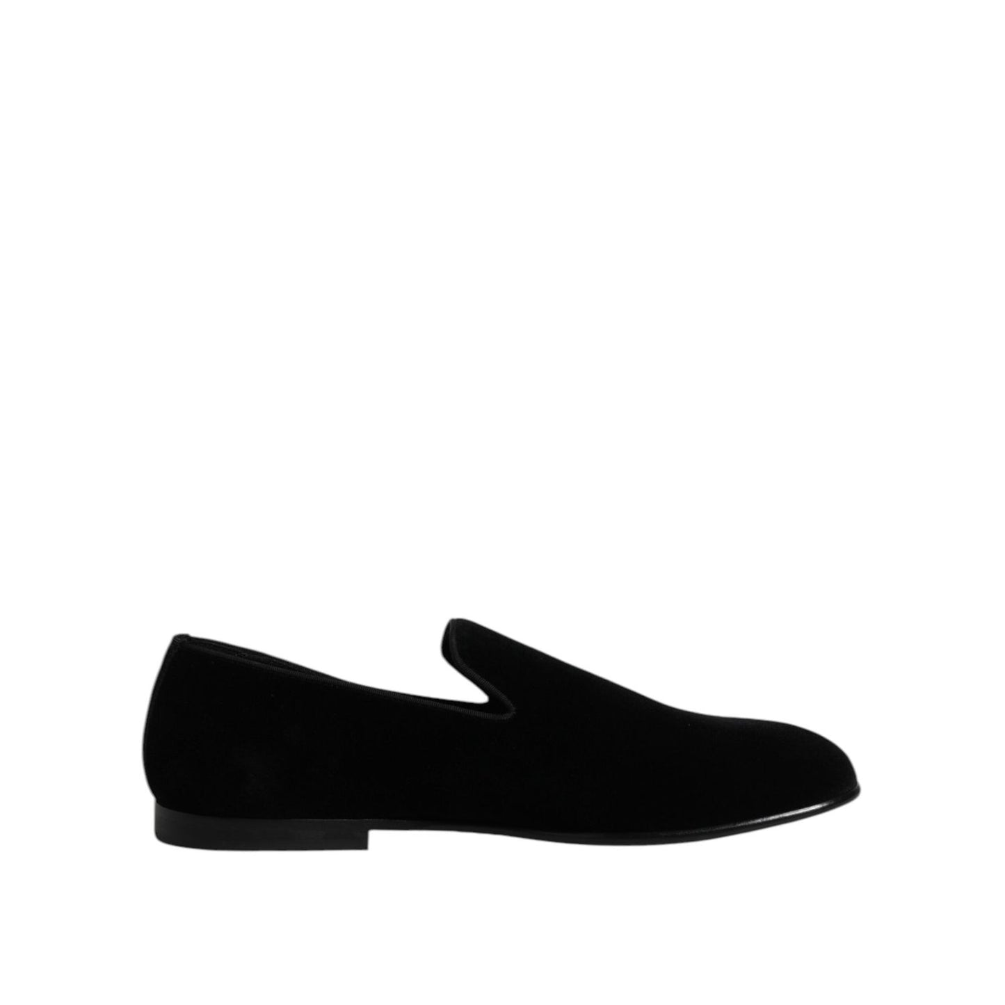 Dolce & Gabbana Black Velvet Slip On Loafers Formal Shoes MV7356-43