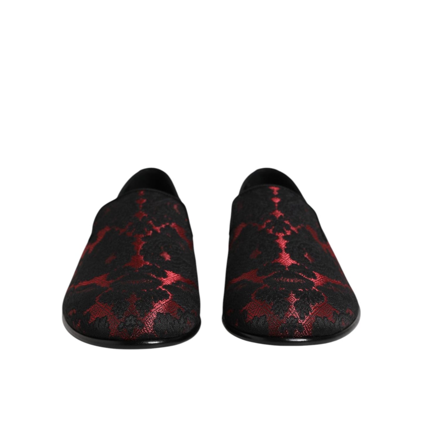 Dolce & Gabbana Red Black Jacquard Slip On Loafers Shoes MV7357-39