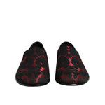 Dolce & Gabbana Red Black Jacquard Slip On Loafers Shoes MV7357-39