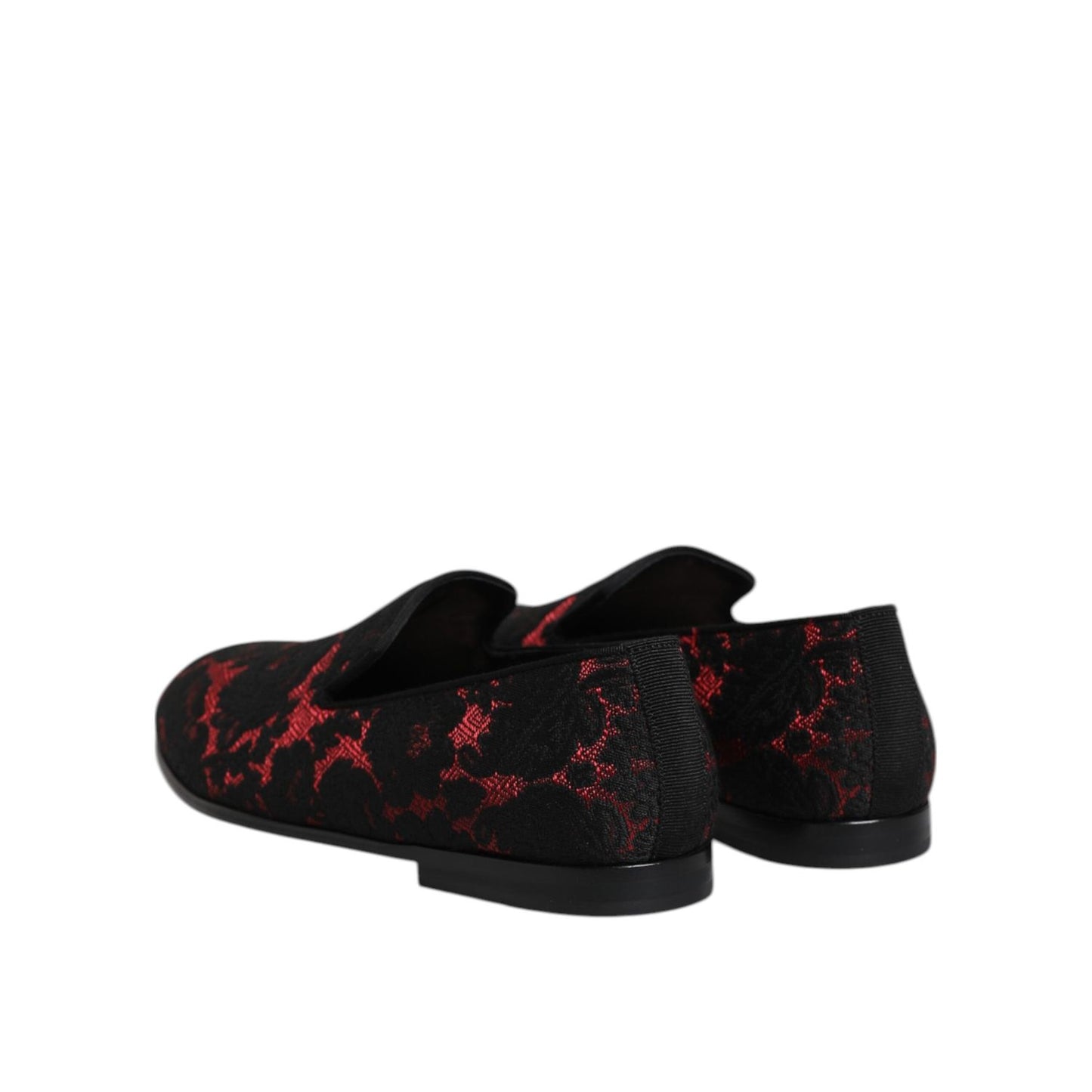 Dolce & Gabbana Red Black Jacquard Slip On Loafers Shoes MV7357-39