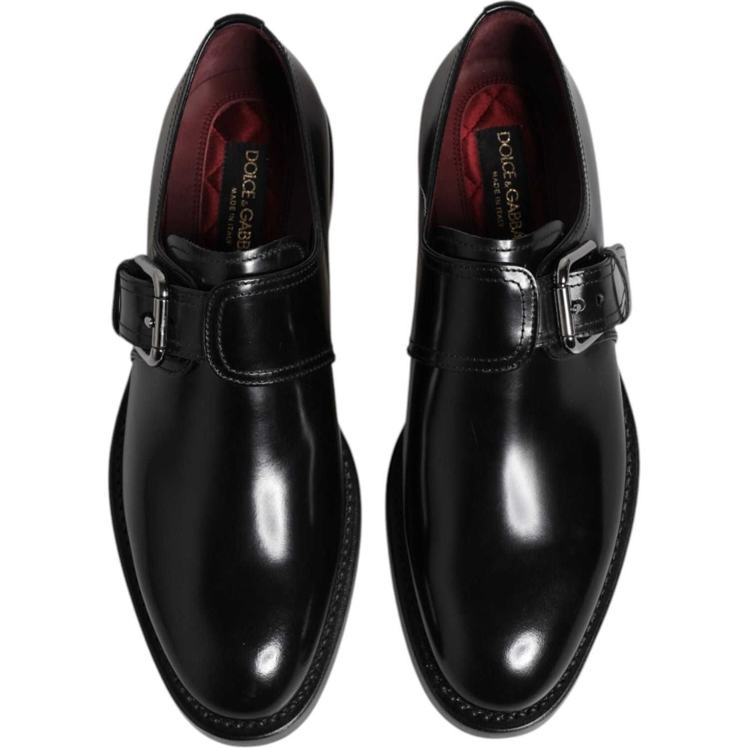 Dolce & Gabbana Black Leather Monk Strap Derby Formal Shoes