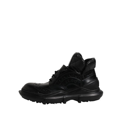 Dolce & Gabbana Black Leather Casual Mens Ankle Boots Shoes