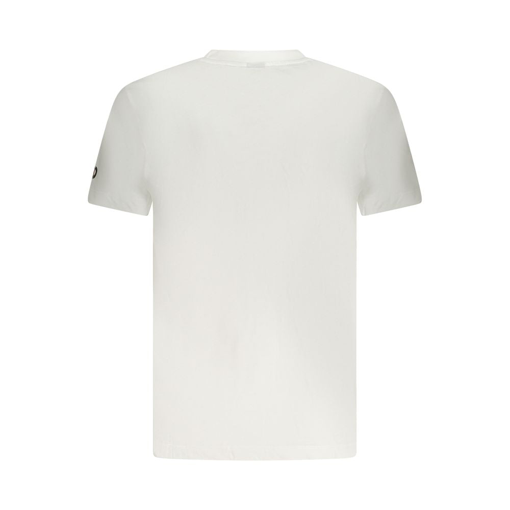 Back view of Armata Di Mare White Cotton Men T-Shirt featuring iconic logo for stylish sophistication.