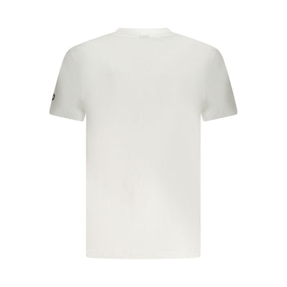 Back view of Armata Di Mare White Cotton Men T-Shirt featuring iconic logo for stylish sophistication.